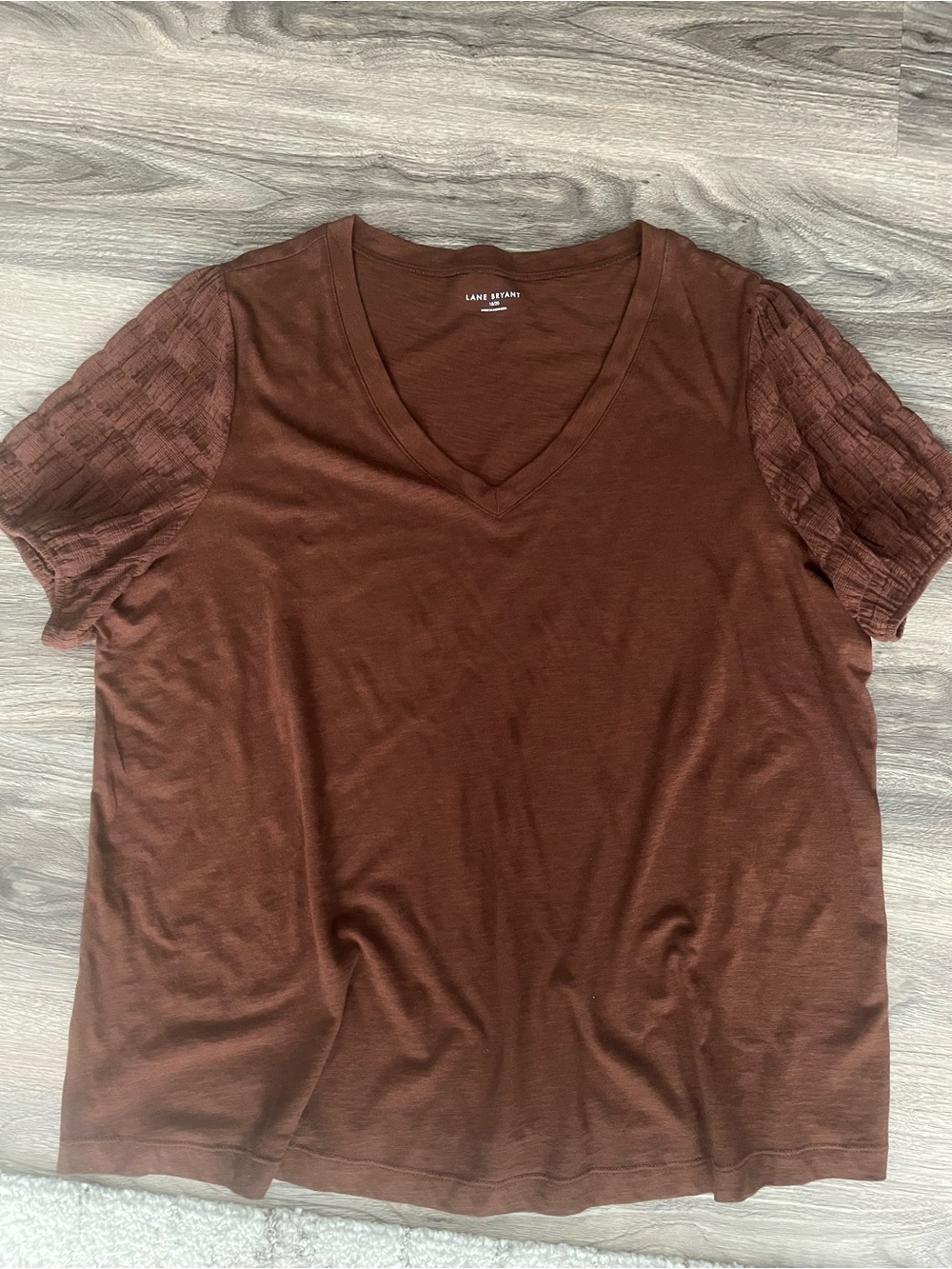 Brown V-Neck Short Sleeve Tee